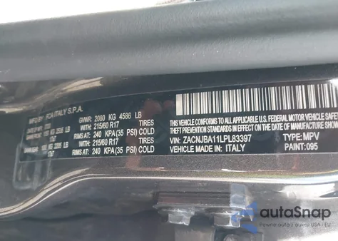 2020 Jeep Renegade Sport 4X4 z USA, uszkodzony, nr VIN ZACNJBA11LPL83397